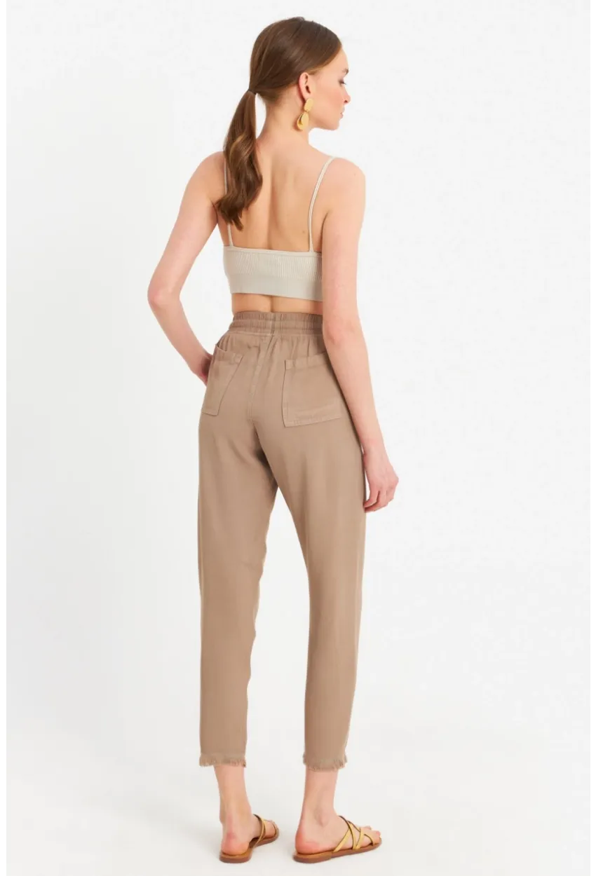Kadın Vizon Beli Lastikli Tensel Pantolon SUN201