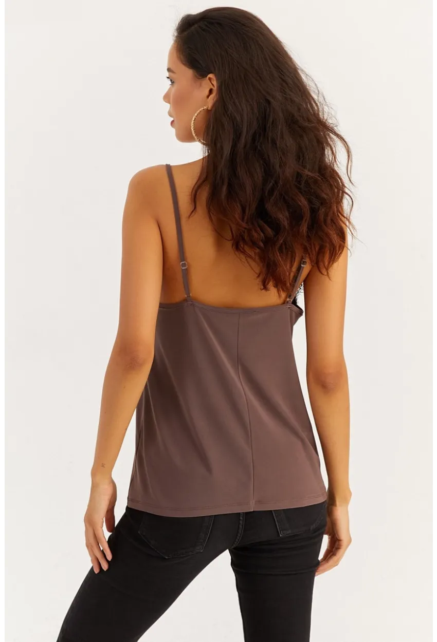 Kadın Vizon Desenli Dantelli Atlet LPP50081