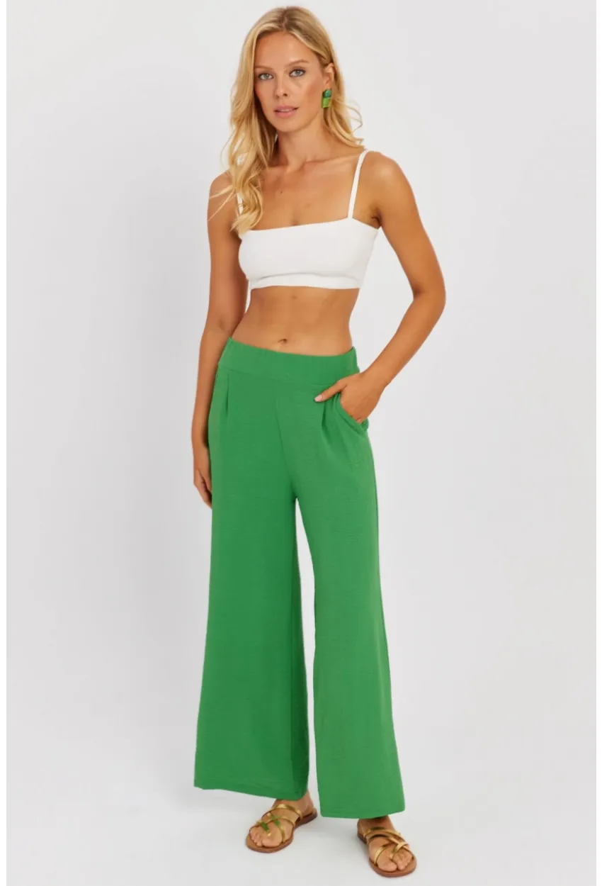 Kadın Yeşil Beli Lastikli Pantolon J23434
