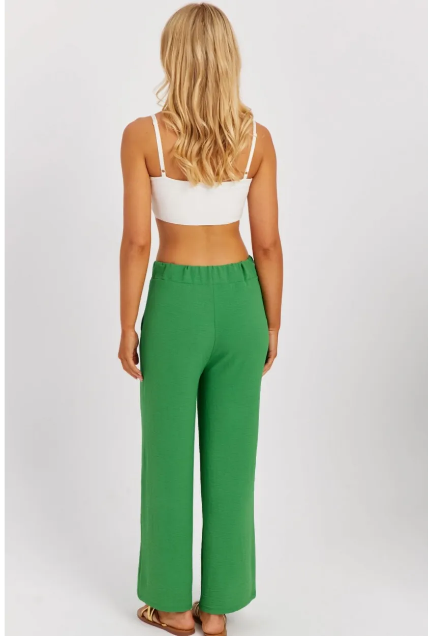 Kadın Yeşil Beli Lastikli Pantolon J23434