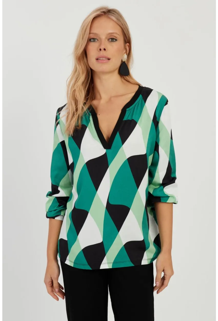 Kadın Yeşil Desenli Bluz AYD292