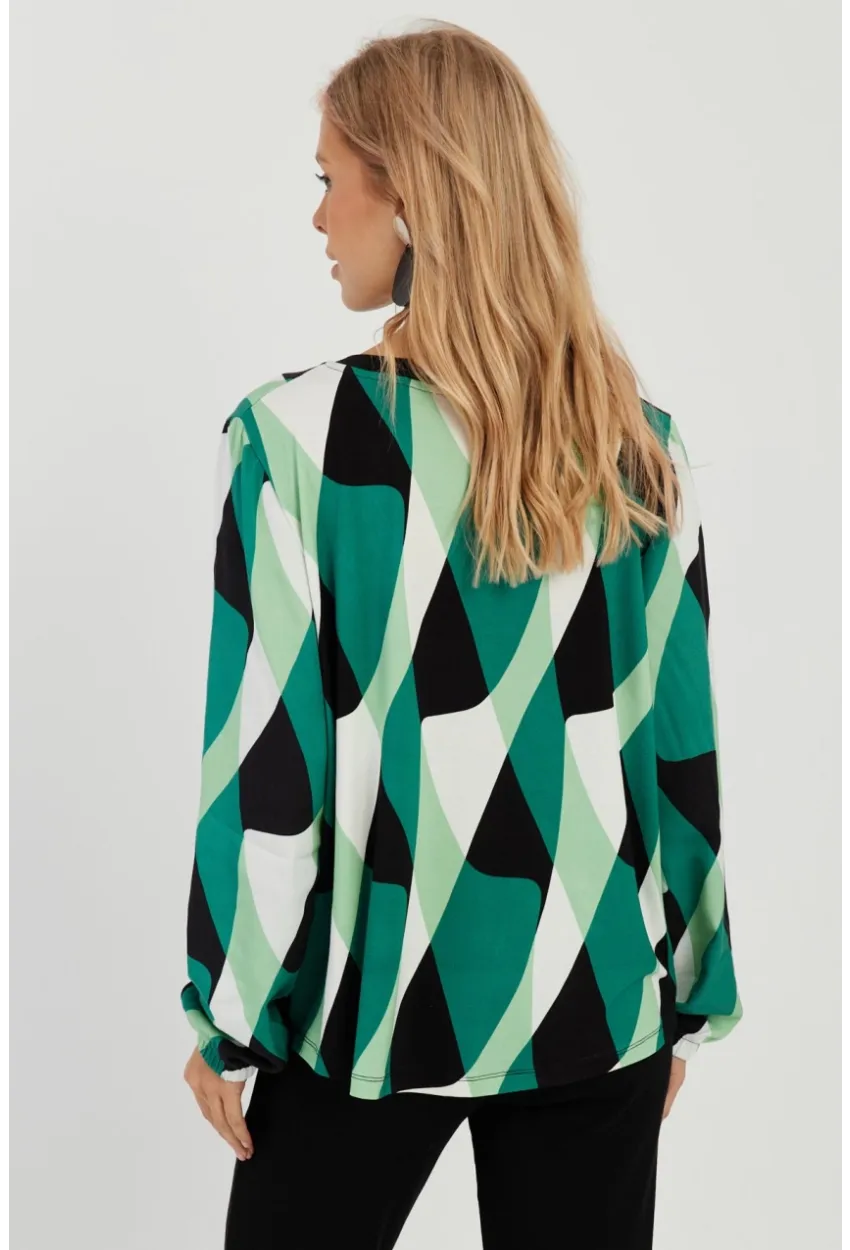 Kadın Yeşil Desenli Bluz AYD292