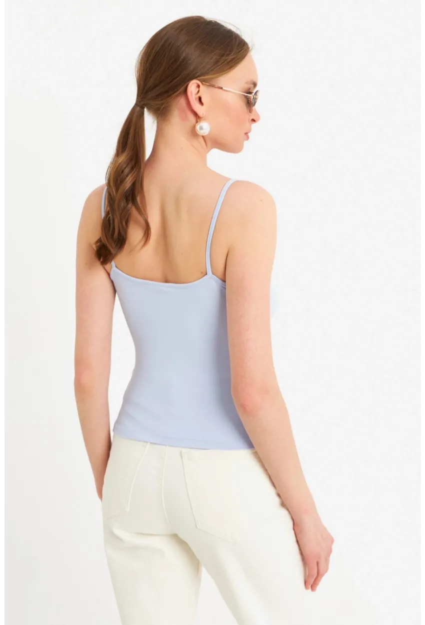 Kadın Açık Mavi Askılı Basic Atlet FLS06