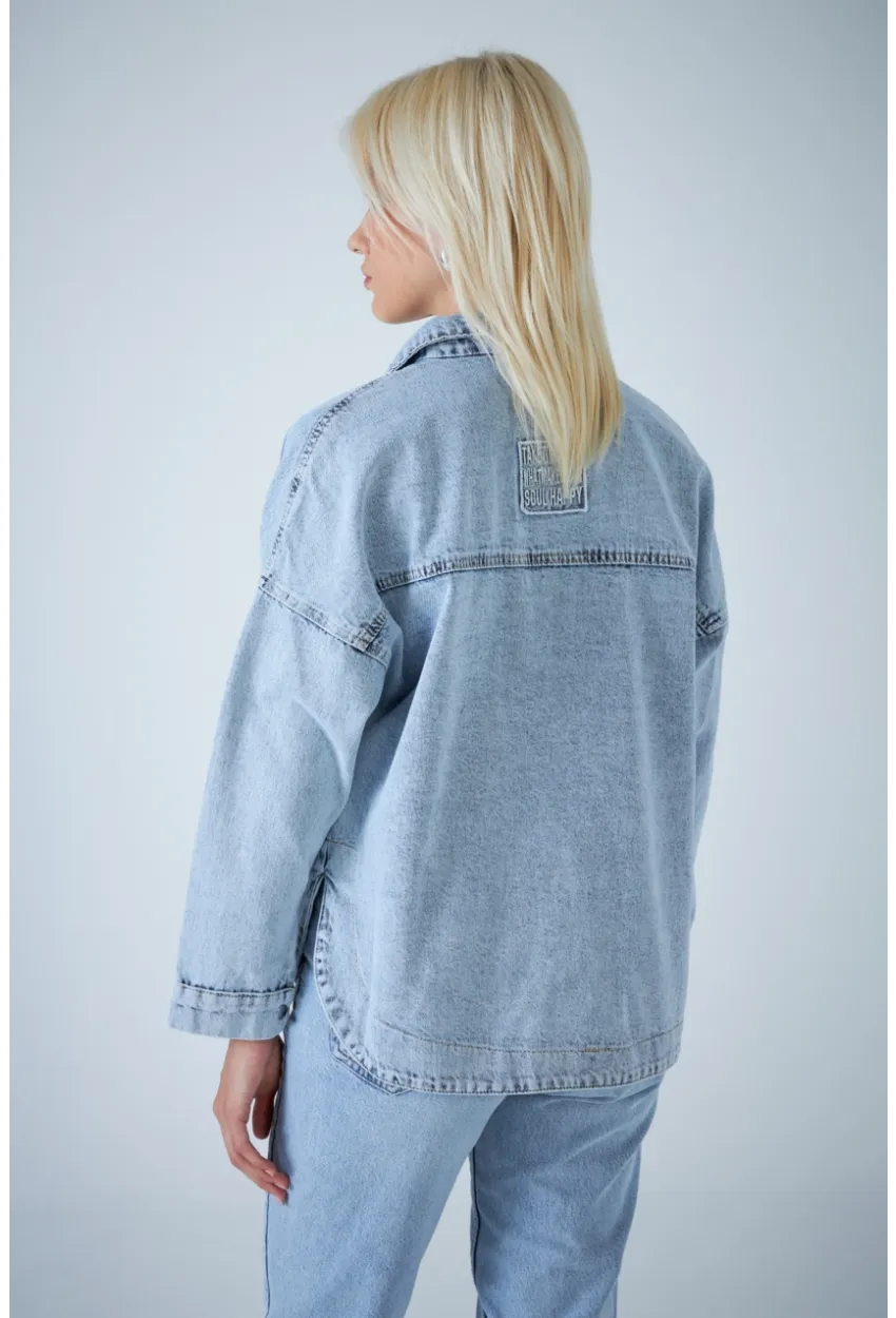 Kadın Açık Mavi Denim Gömlek TSS101