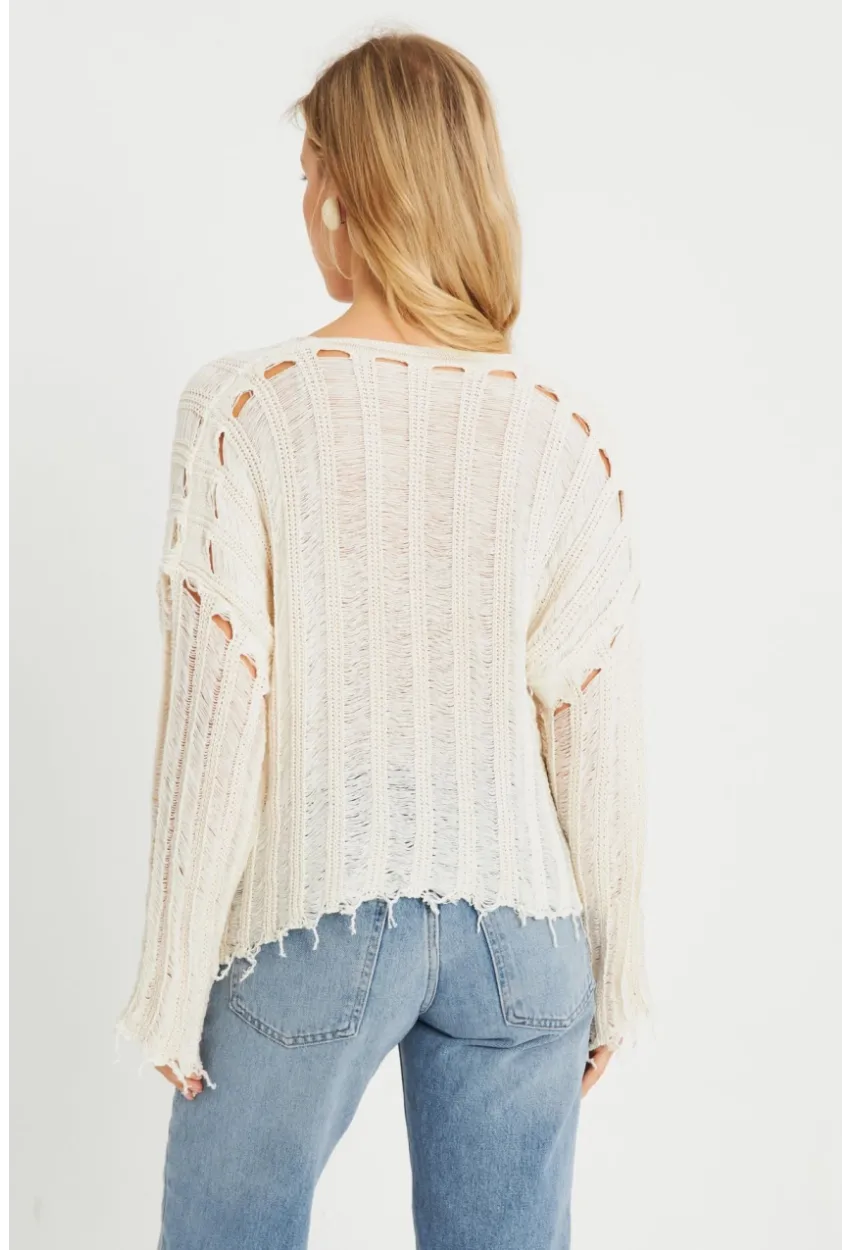 Kadın Ajurlu Triko Bluz Taş YZ618