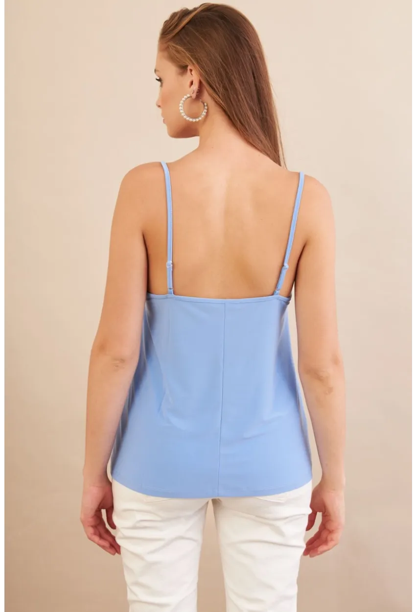 Kadın Bebe Mavi Desenli Dantelli Atlet LPP50081-90