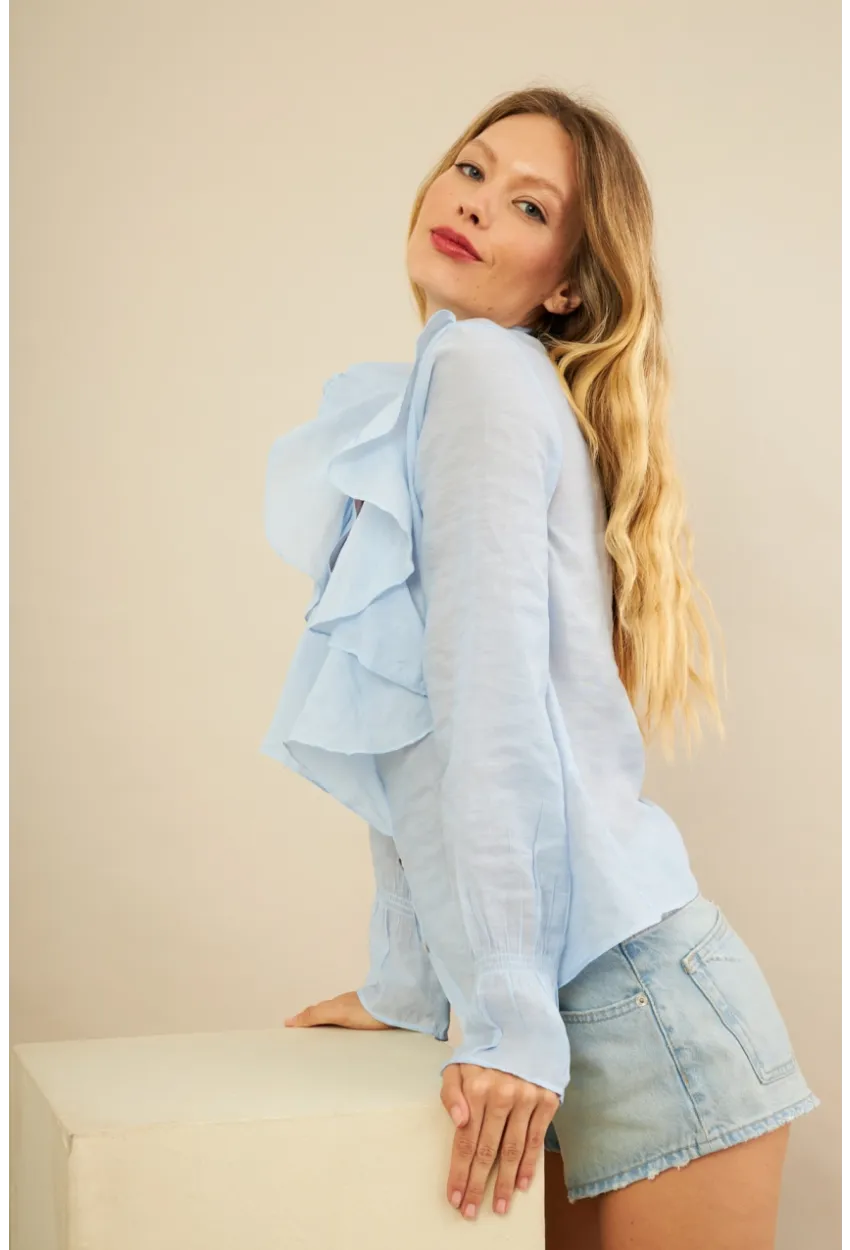 Kadın Bebe Mavi Fırfırlı Gömlek DMR487