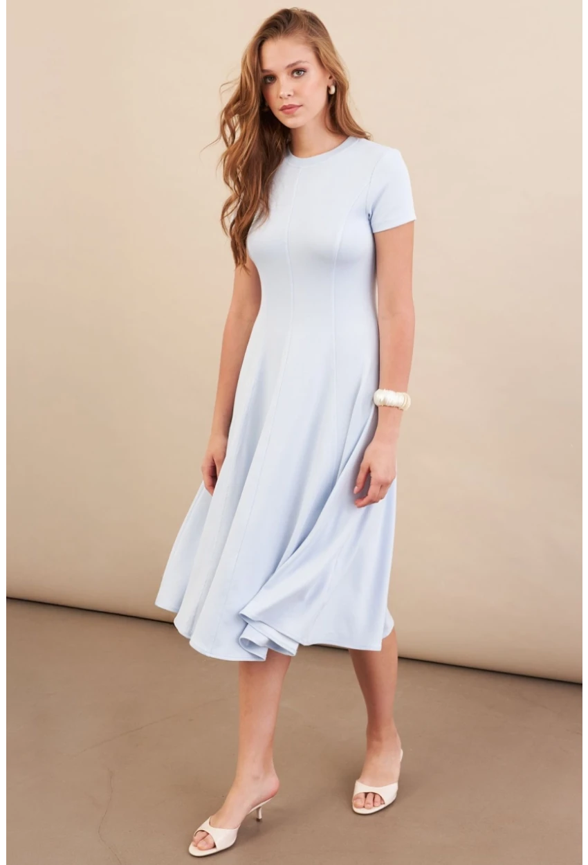 Kadın Bebe Mavi Midi Çan Elbise DMR461