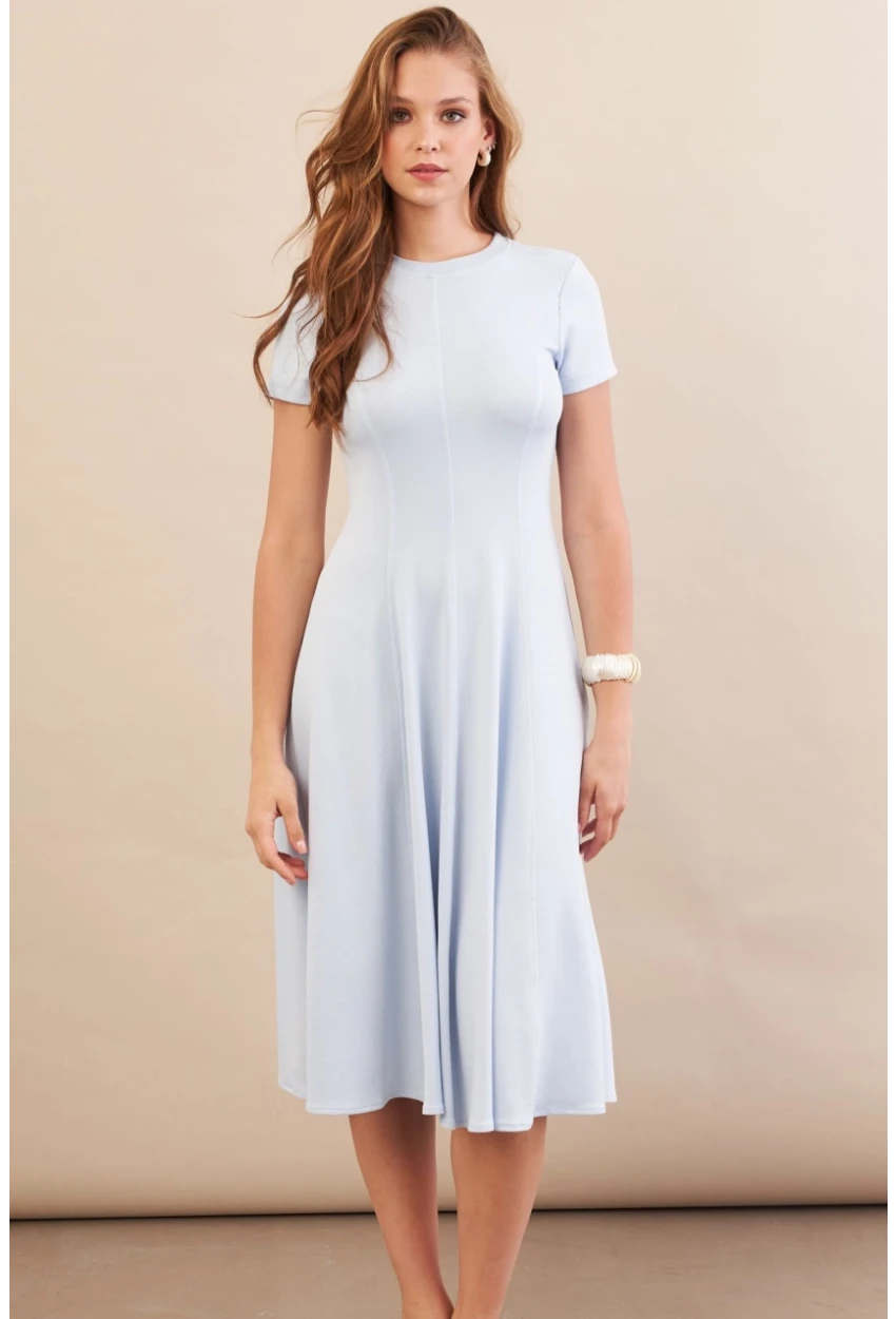 Kadın Bebe Mavi Midi Çan Elbise DMR461