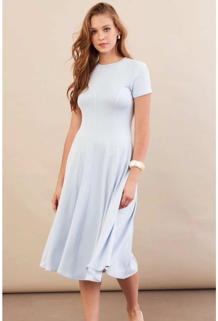 Kadın Bebe Mavi Midi Çan Elbise DMR461