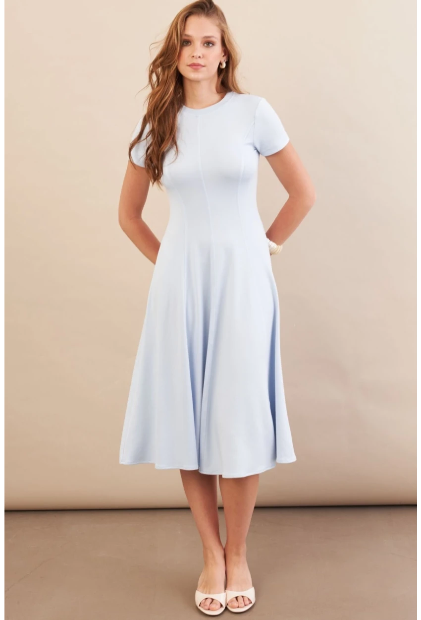 Kadın Bebe Mavi Midi Çan Elbise DMR461