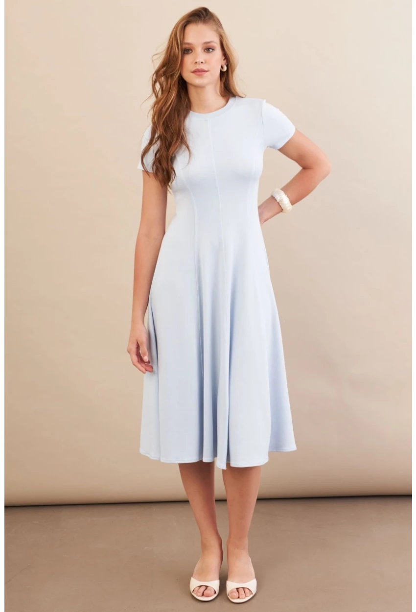 Kadın Bebe Mavi Midi Çan Elbise DMR461