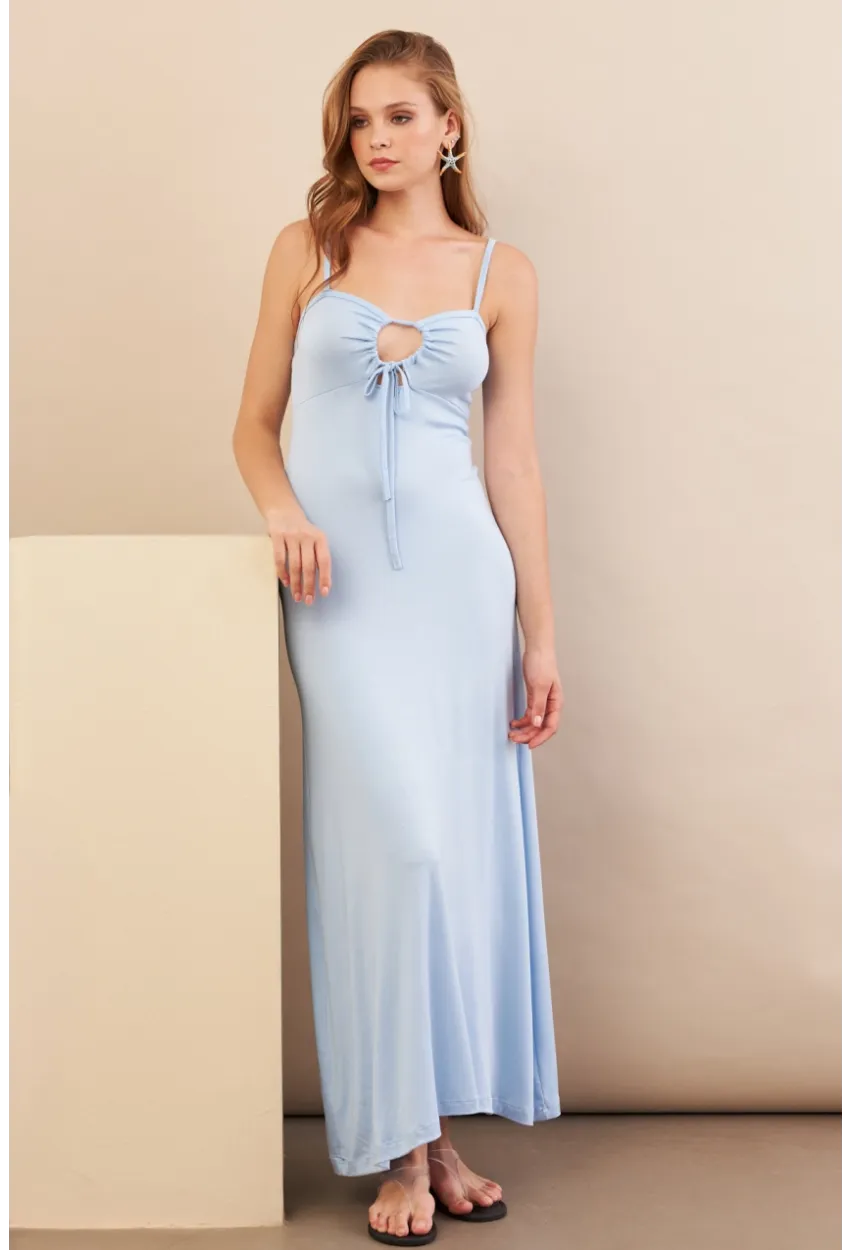 Kadın Bebe Mavi Önü Pencereli Midaxi Elbise EY3114