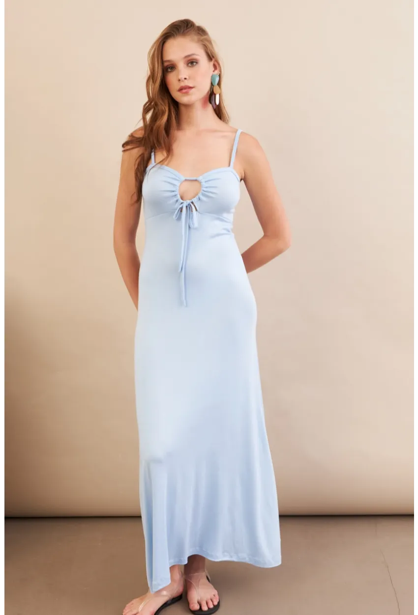 Kadın Bebe Mavi Önü Pencereli Midaxi Elbise EY3114