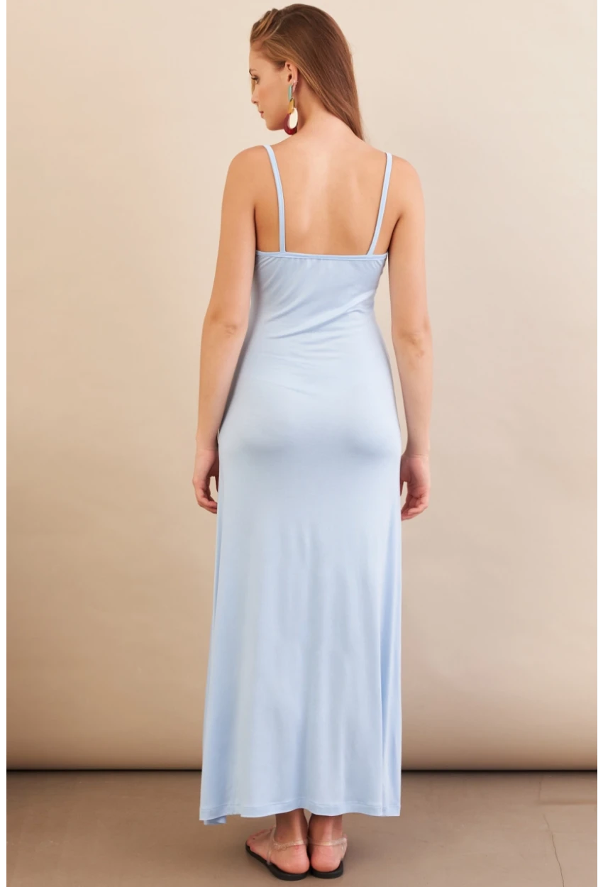 Kadın Bebe Mavi Önü Pencereli Midaxi Elbise EY3114