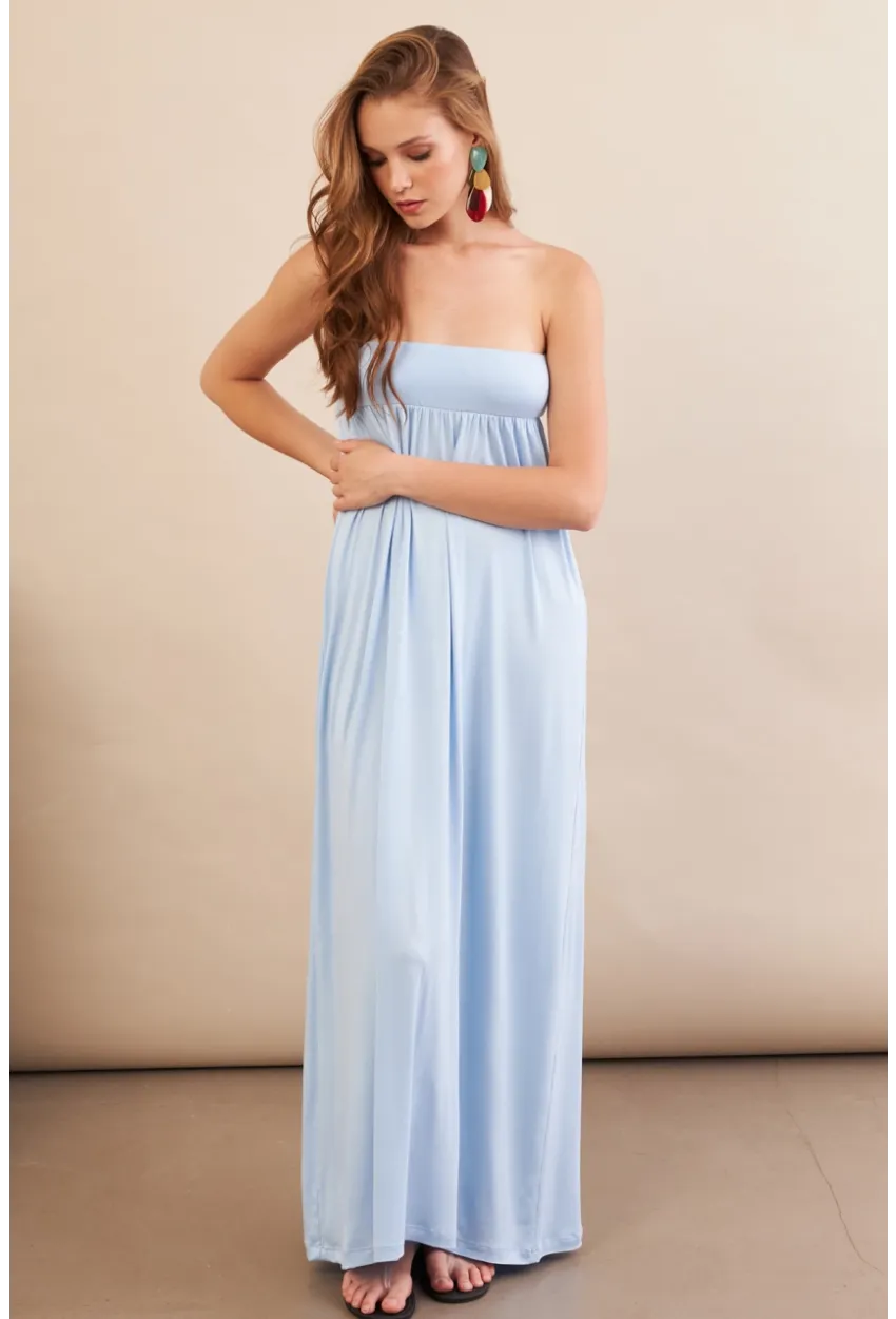 Kadın Bebe Mavi Straplez Midi Elbise EY3111