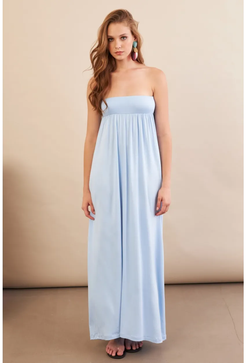 Kadın Bebe Mavi Straplez Midi Elbise EY3111