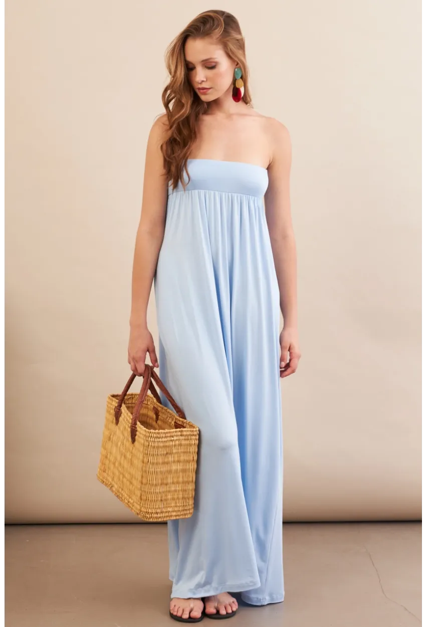 Kadın Bebe Mavi Straplez Midi Elbise EY3111