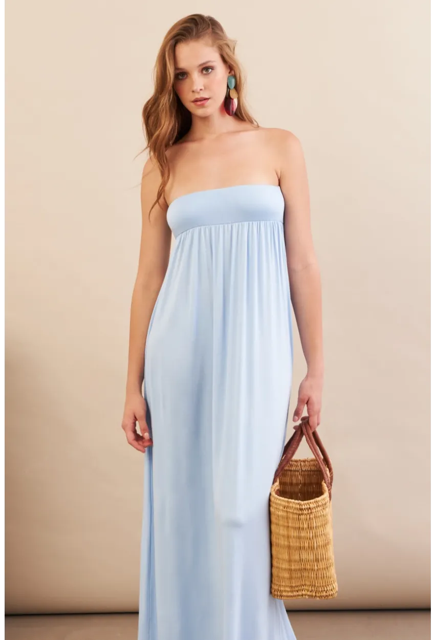 Kadın Bebe Mavi Straplez Midi Elbise EY3111