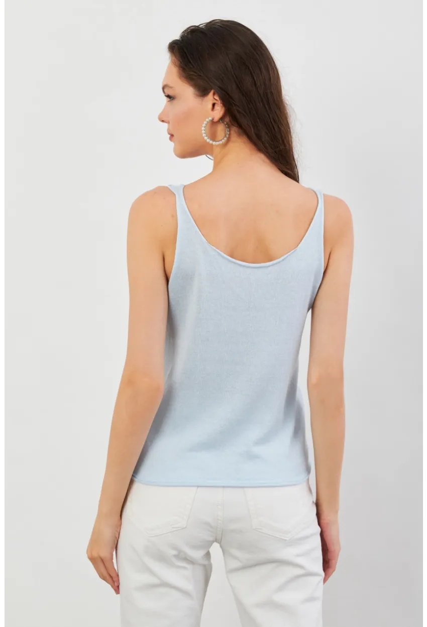 Kadın Bebe Mavi V Yaka Triko Bluz KZ546