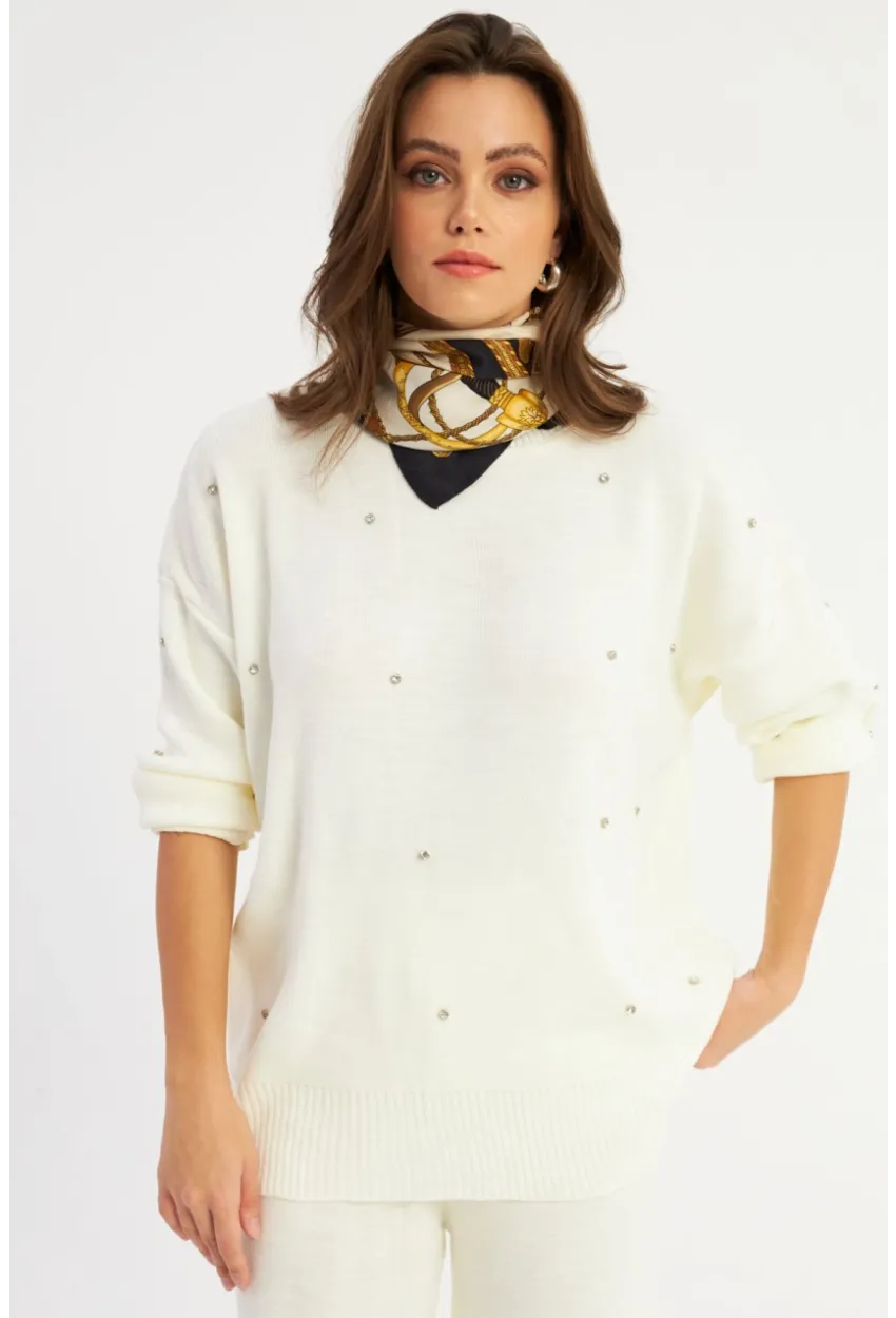 Kadın Bej Taşlı Alt Üst Takım MYİL10