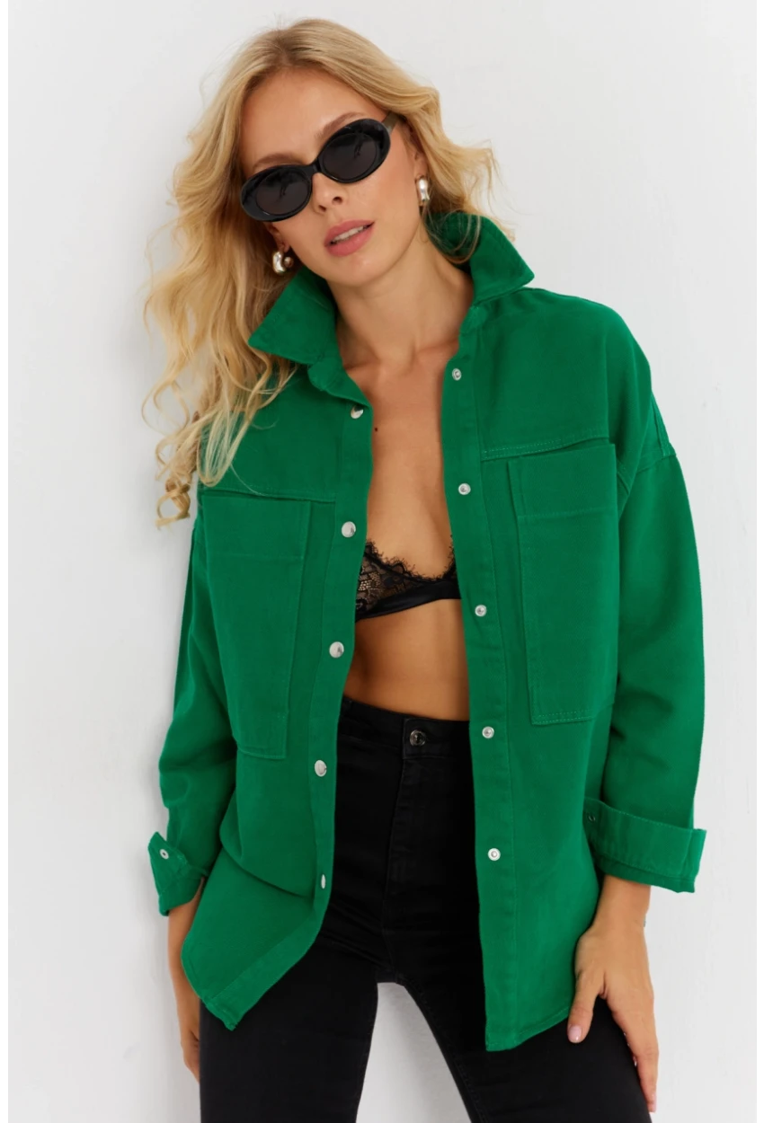 Kadın Benetton-Yeşil Denim Ceket İS1079