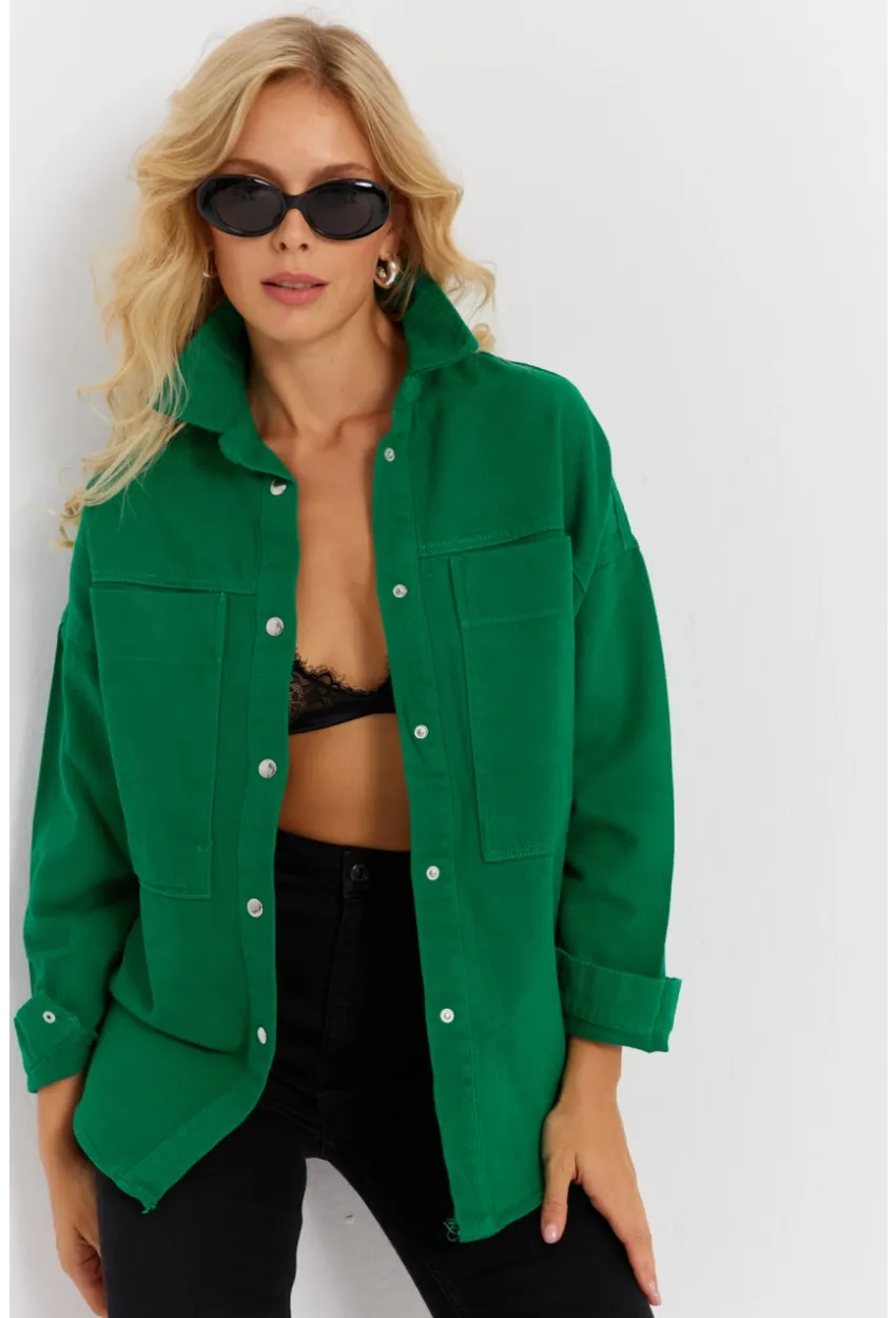 Kadın Benetton-Yeşil Denim Ceket İS1079