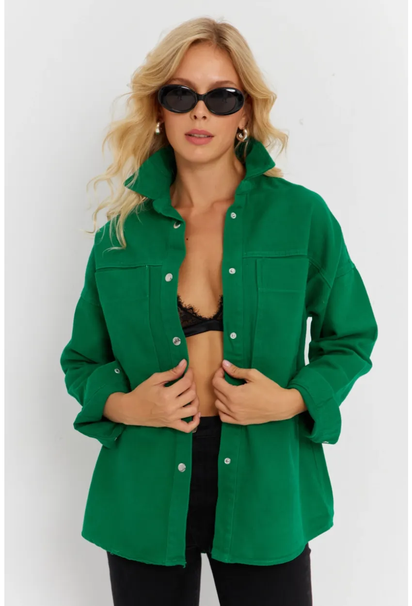 Kadın Benetton-Yeşil Denim Ceket İS1079