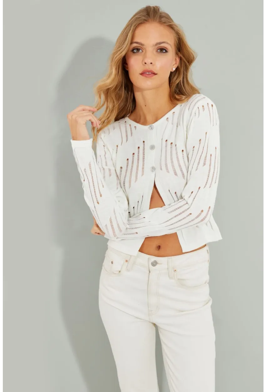 Kadın Beyaz Ajurlu Kısa Hırka SF2511