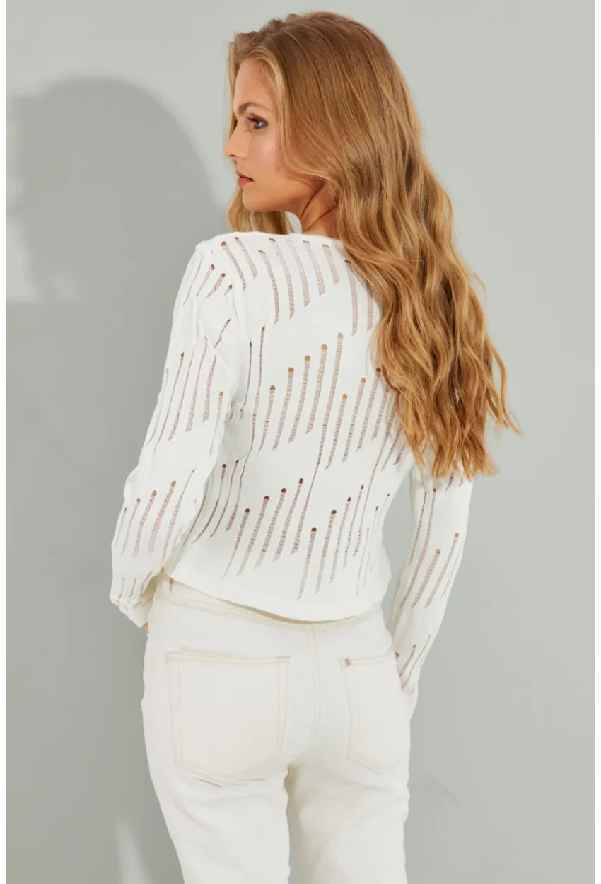 Kadın Beyaz Ajurlu Kısa Hırka SF2511