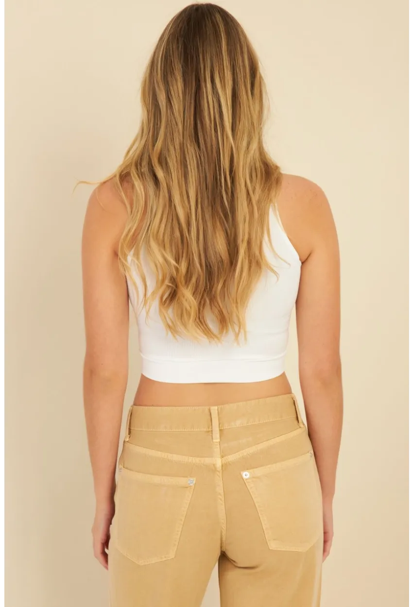 Kadın Beyaz Aksesuarlı Crop Bluz CG340