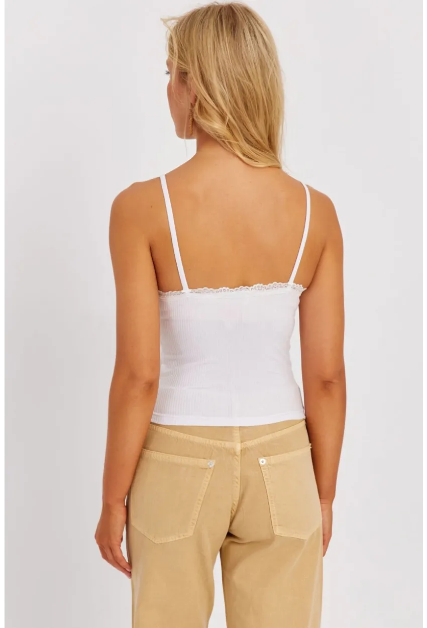 Kadın Beyaz Askılı Dantelli Bluz MK03-90