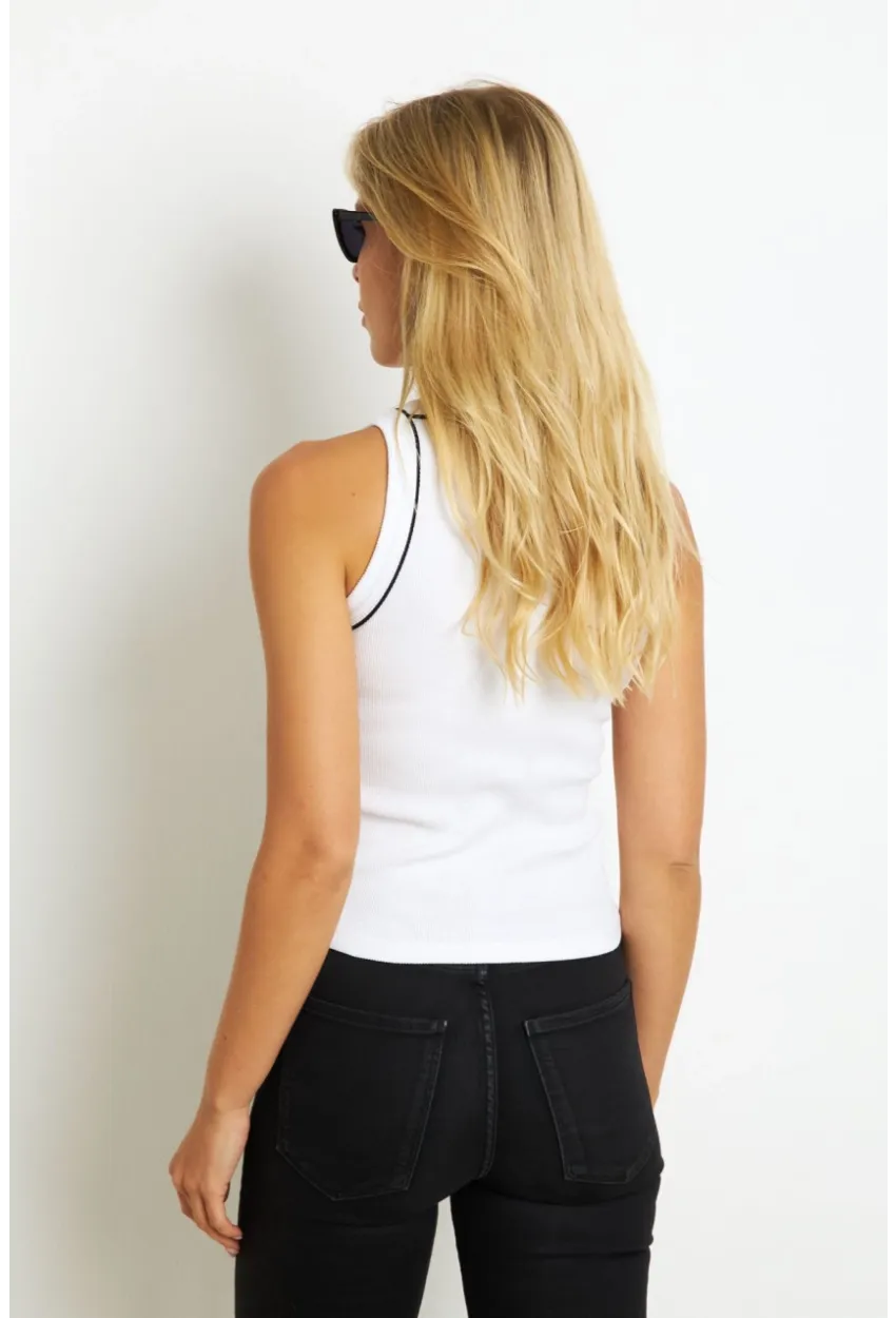 Kadın Beyaz Halter Yaka Kaşkorse Bluz AYD326