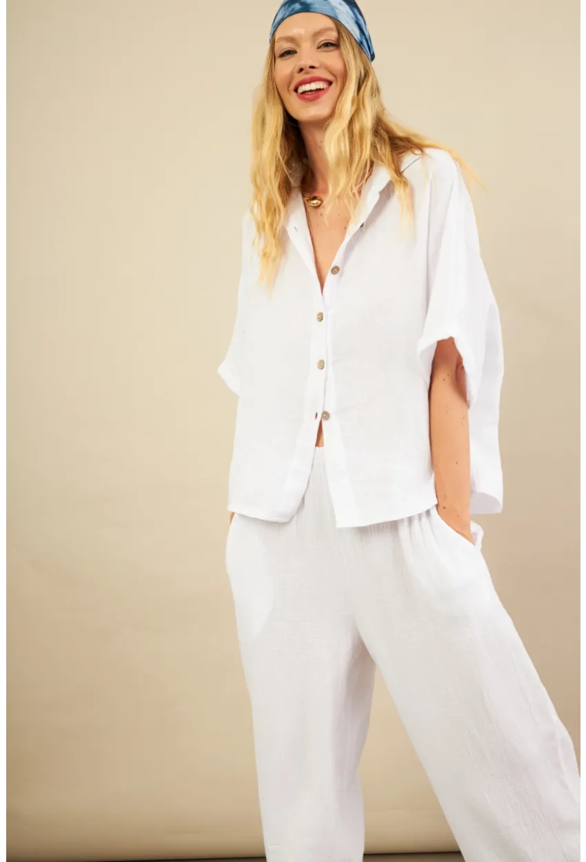 Kadın Beyaz Müslin Gömlek BTY101