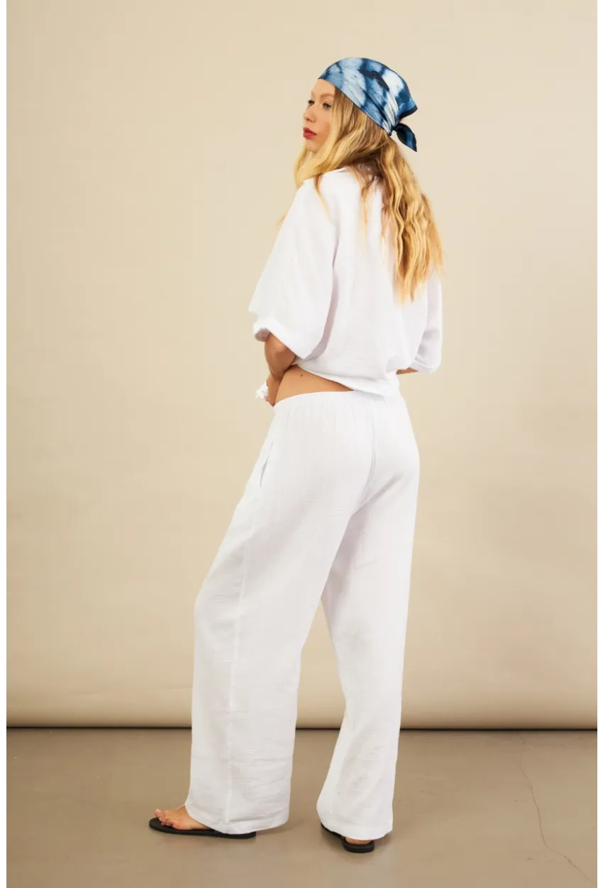 Kadın Beyaz Müslin Pantolon BTY102