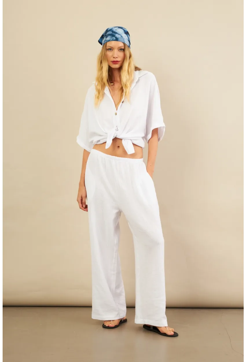Kadın Beyaz Müslin Pantolon BTY102
