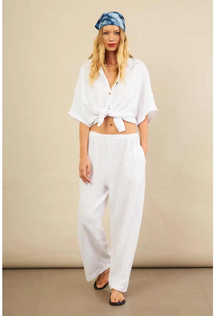 Kadın Beyaz Müslin Pantolon BTY102
