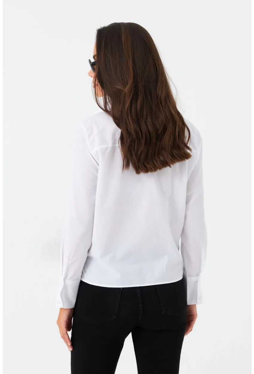 Kadın Beyaz Önü Bağlamalı Gömlek ZER417