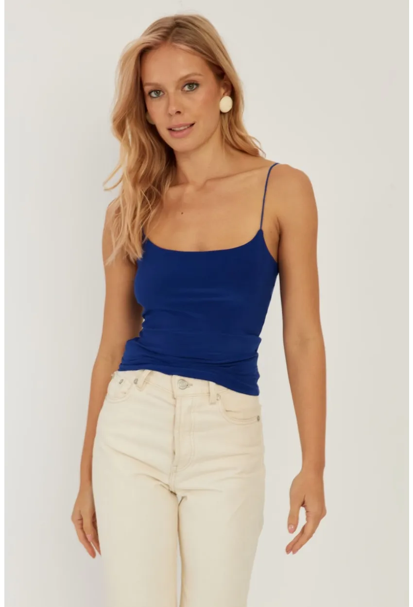 Kadın Beyaz-Saks İkili İp Askılı Bluz GÇ158