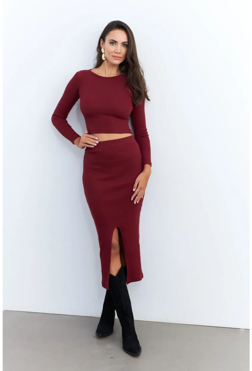 Kadın Bordo Basic Kaşkorse Alt- Üst Takım XL2042