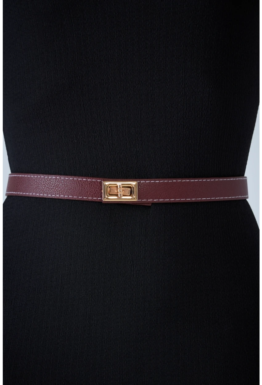 Kadın Bordo Kilit Tokalı Kemer VEA080