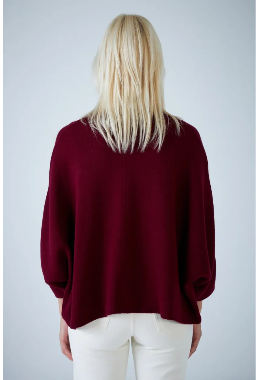 Kadın Bordo Yarasa Kol Hırka YV357