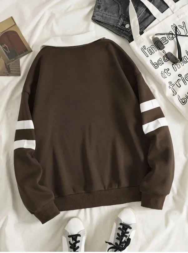 Kadın Brooklyn Retro Kolej Sweatshirt Kahverengi