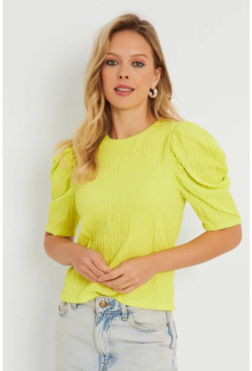 Kadın Bürümcük Bluz Neon Sarı AYD282