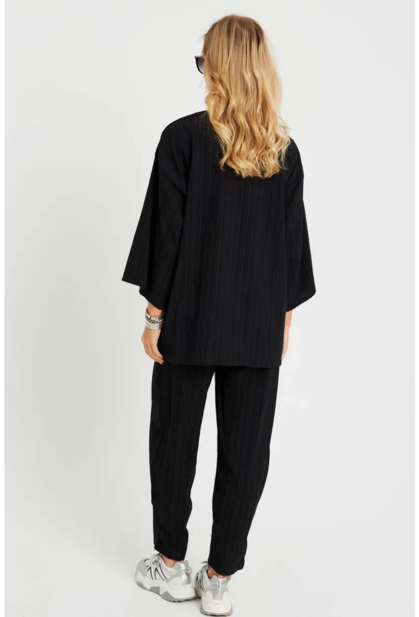 Kadın Bürümcük Kimono Takım Siyah Q983