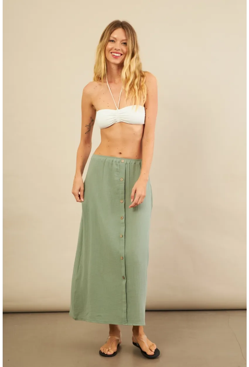 Kadın Çağla Cepli Müslin Midi Etek BTY103