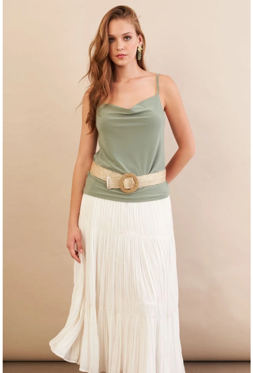 Kadın Çağla Melanj Degaje Yaka Bluz LPP1286-90