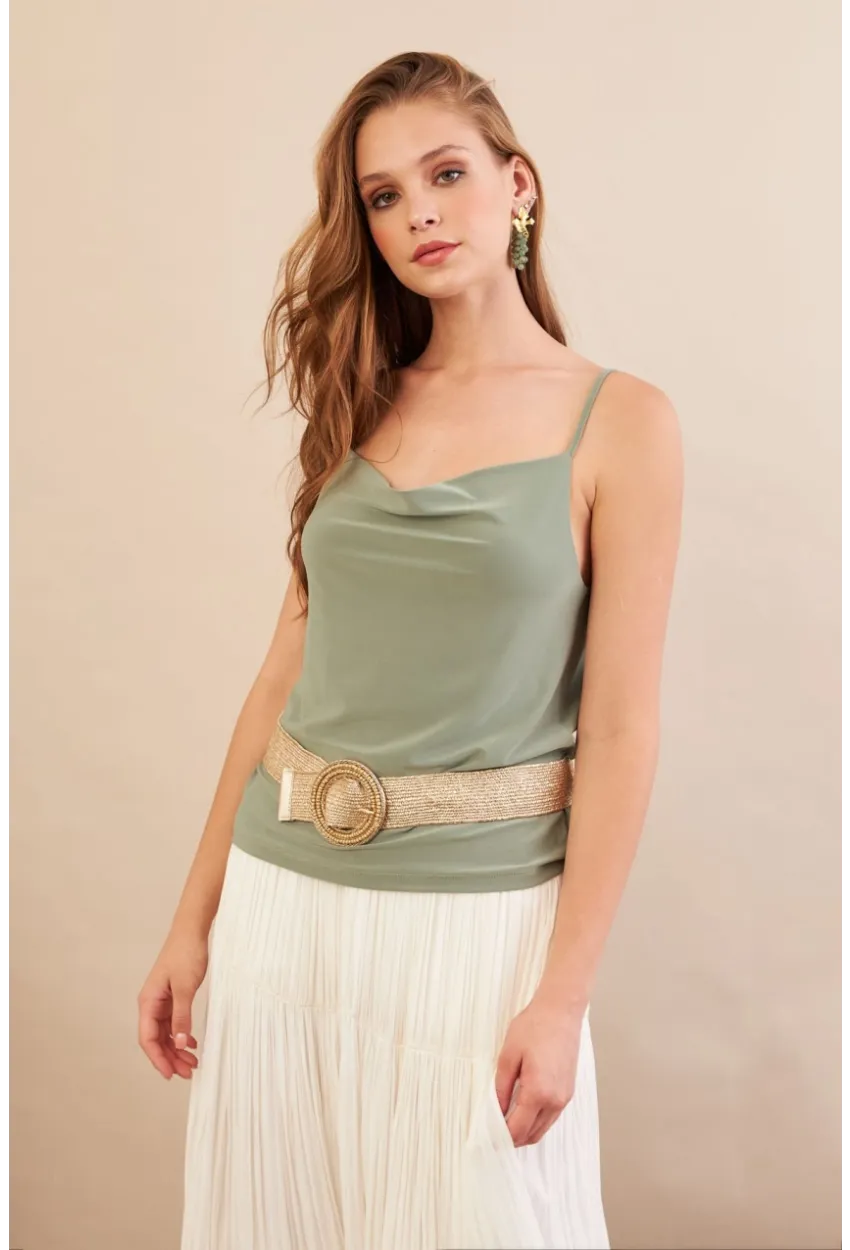 Kadın Çağla Melanj Degaje Yaka Bluz LPP1286-90