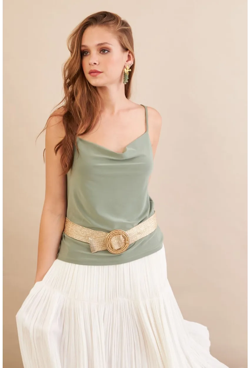 Kadın Çağla Melanj Degaje Yaka Bluz LPP1286-90