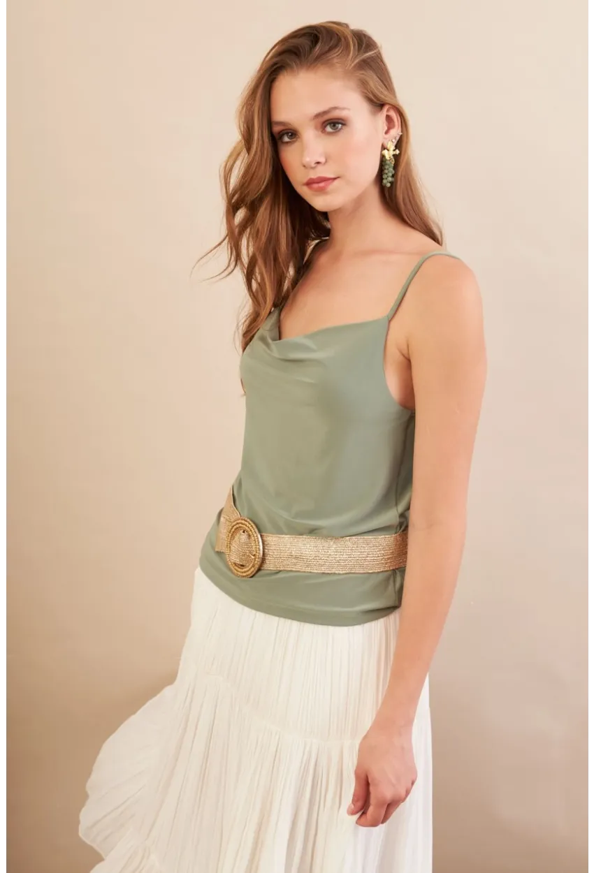 Kadın Çağla Melanj Degaje Yaka Bluz LPP1286-90